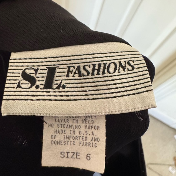 Vintage S.L. Fashions Black Multicolor Sparkle Midi Slit Dress - Picture 5 of 8